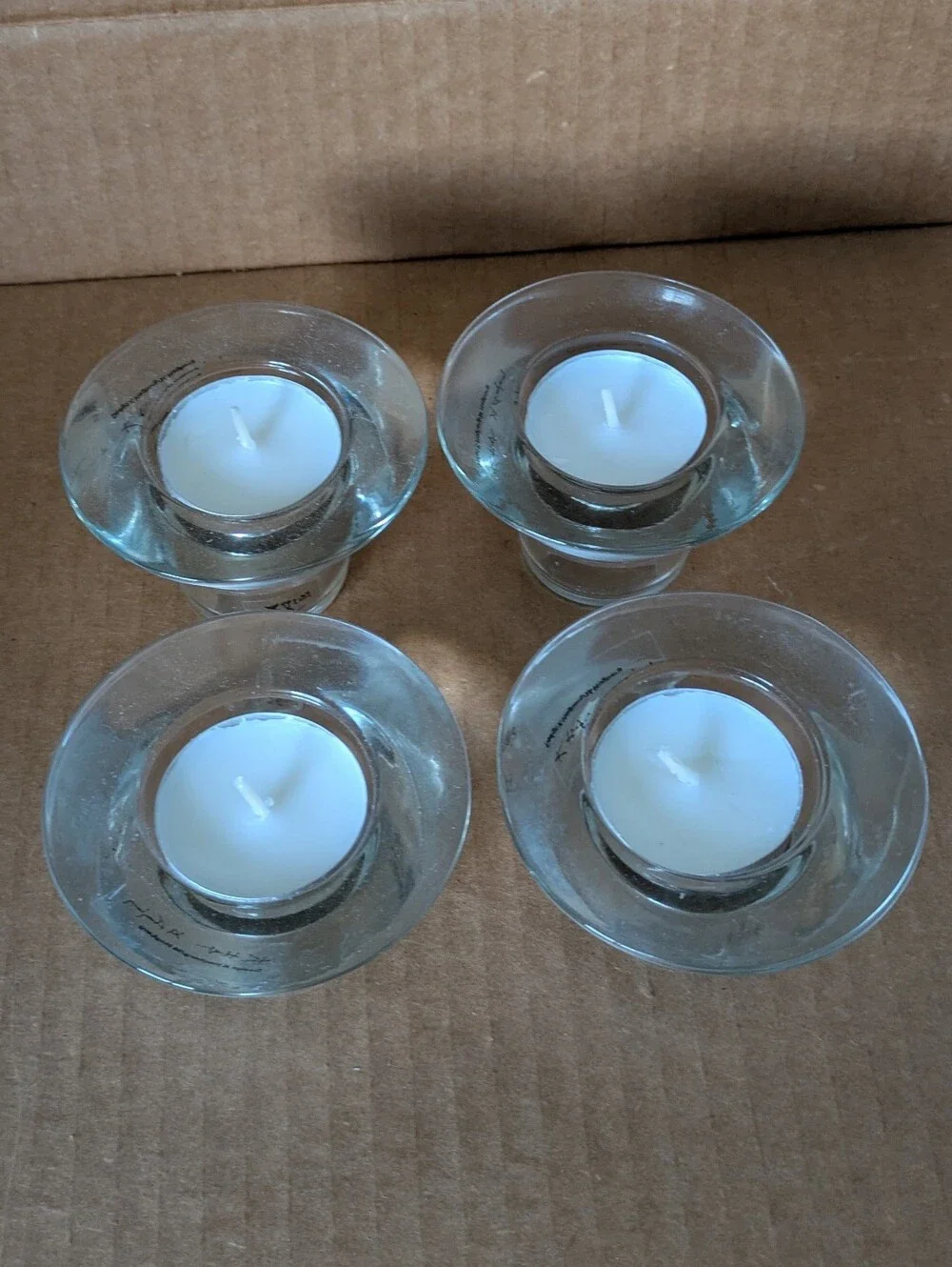 Candle Clear Glass Tealight Candle Holders Set of 4 Includes Candles